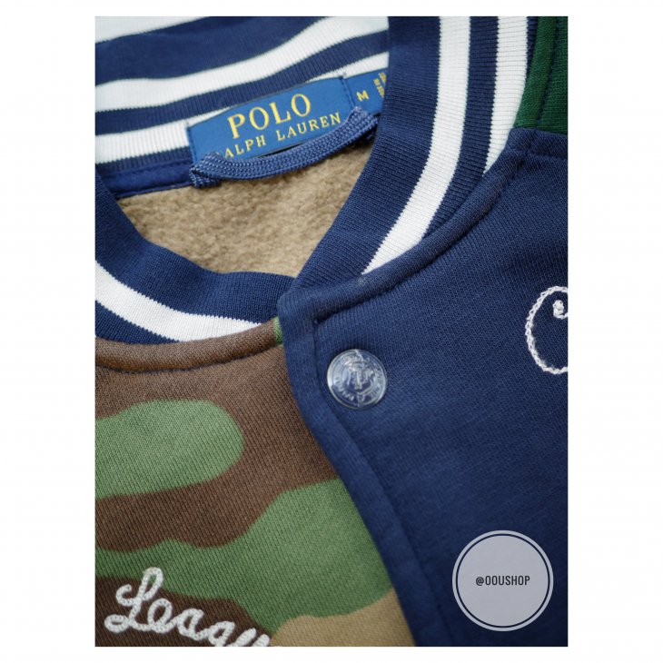 POLO RALPH LAUREN TIGERS MILITARY CAMO PATCHWORK LETTERMAN BASEBALL JACKET