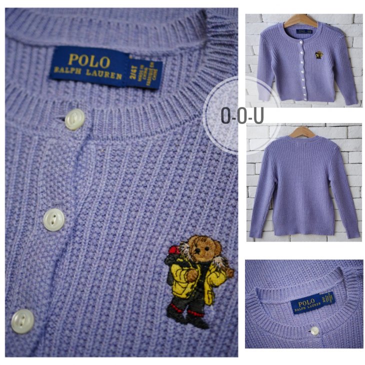 POLO RALPH LAUREN KIDS POLO BEAR COTTON CARDIGAN