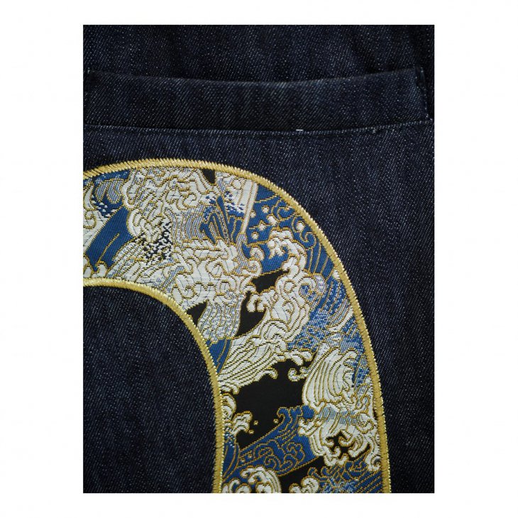 EVISU DAICOCK EMBROIDERY DENIM SHORTS