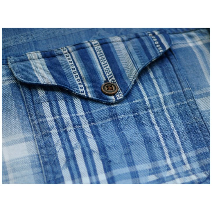 POLO RALPH LAUREN CLASSIC FIT INDIGO PATCHWORK WORKSHIRT