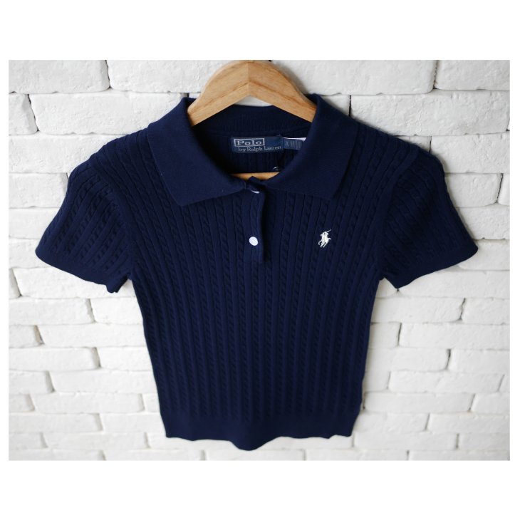 POLO RALPH LAUREN WOMEN COTTON CABLE KNIT POLO SHIRT