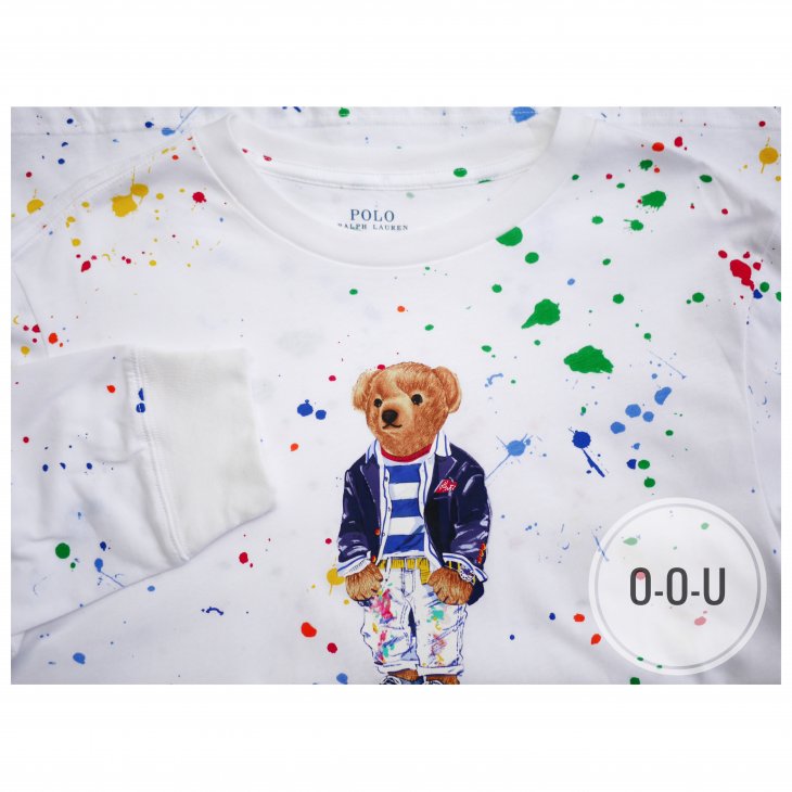 POLO RALPH LAUREN POLO BEAR BOYS PAINT SPLATTER LONG-SLEEVE T-SHIRT