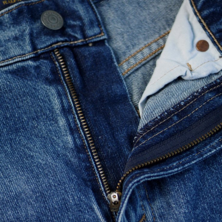 POLO RALPH LAUREN DECONSTRUCTED PATCHWORK DENIM SKIRT