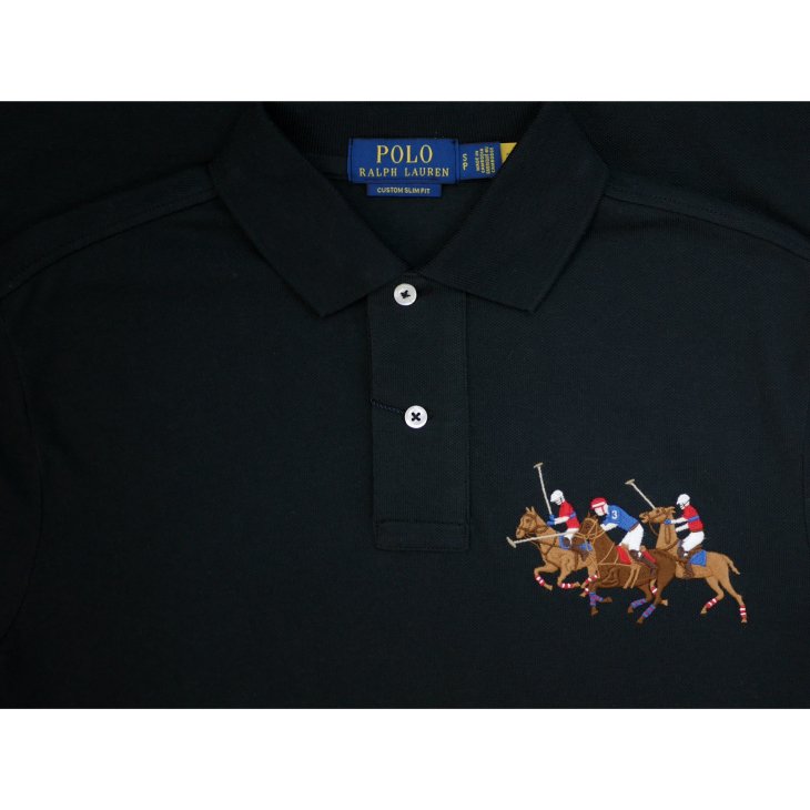 POLO RALPH LAUREN CUSTOM SLIM FIT TRIPLE PONY POLO SHIRT