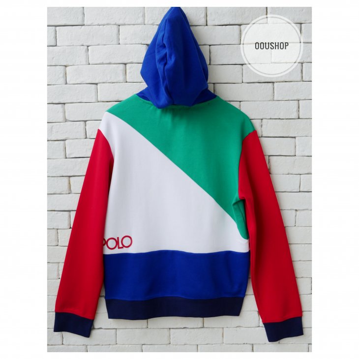 POLO RALPH LAUREN COLOR-BLOCKED DOUBLE-KNIT HOODIE