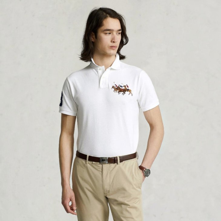 POLO RALPH LAUREN CUSTOM SLIM FIT TRIPLE PONY POLO SHIRT