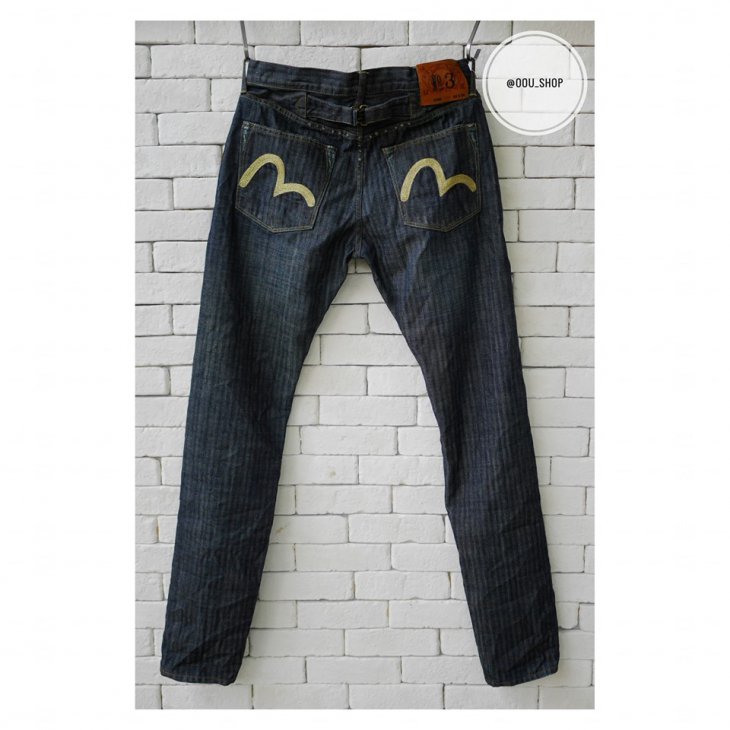 EVISU SLIM-FIT DENIM JEANS WITH SEAGULL EMBROIDERY