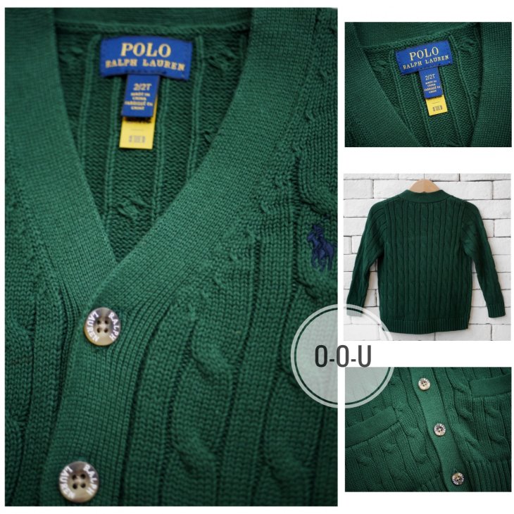 POLO RALPH LAUREN KIDS CABLE-KNIT COTTON V-NECK CARDIGAN