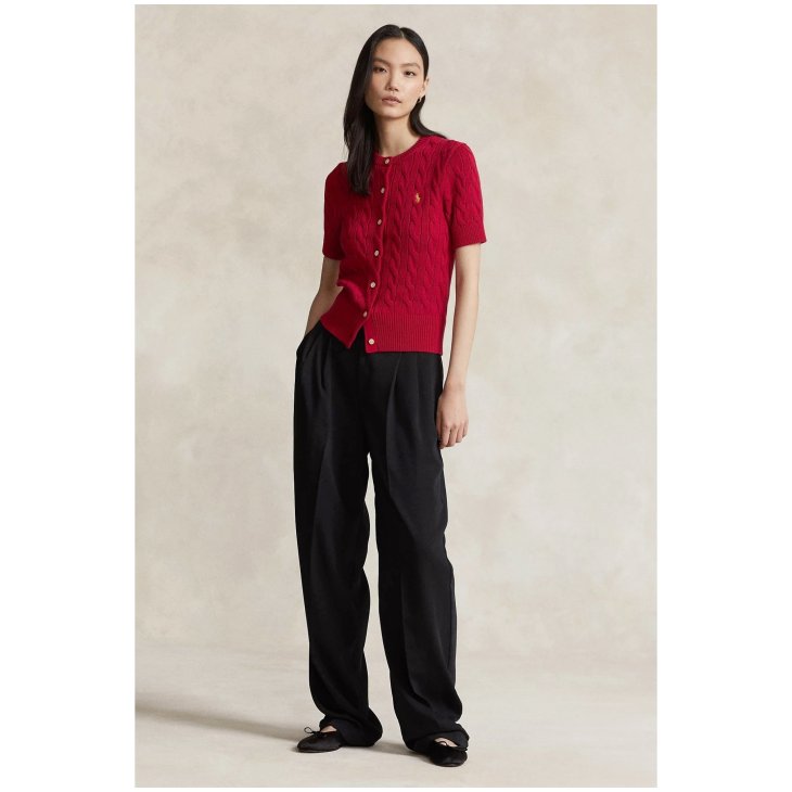 POLO RALPH LAUREN CABLE KNIT SHORT SLEEVE CARDIGAN