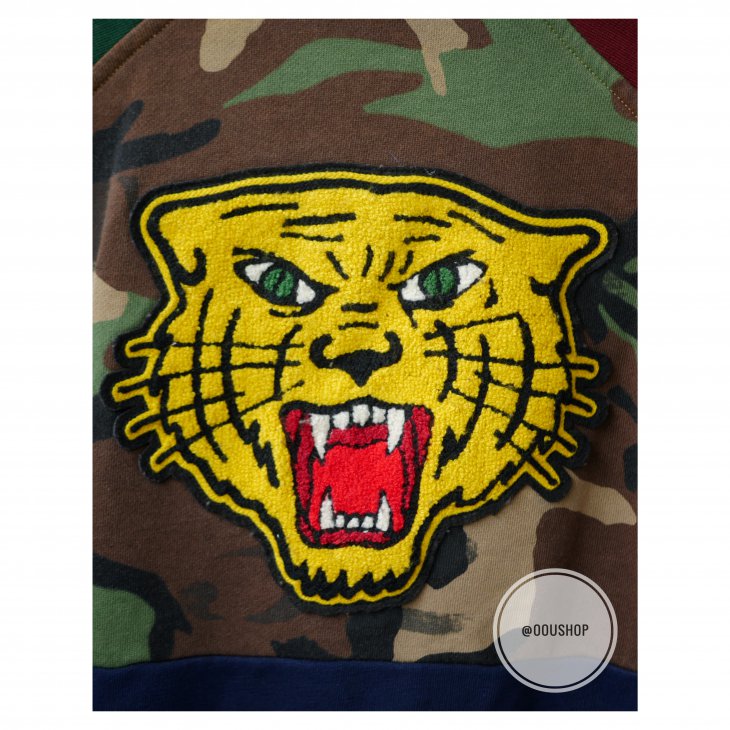POLO RALPH LAUREN TIGERS MILITARY CAMO PATCHWORK LETTERMAN BASEBALL JACKET