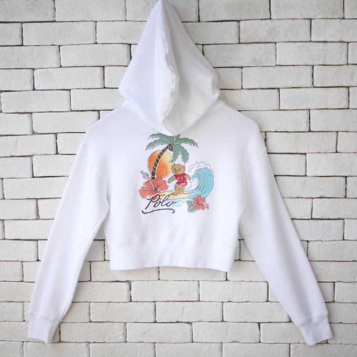 POLO RALPH LAUREN GIRLS POLO BEAR TERRY BOXY FULL ZIP HOODIE