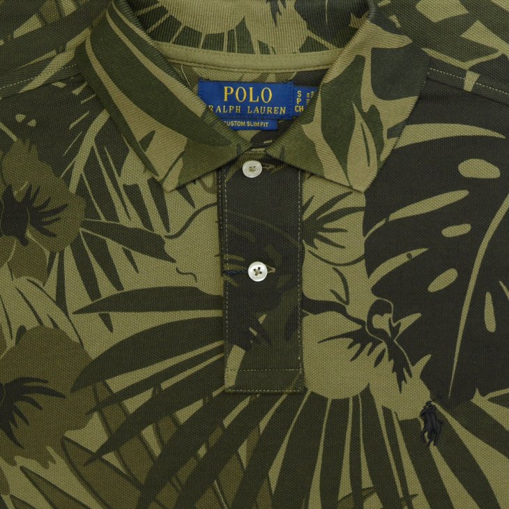 POLO RALPH LAUREN CUSTOM SLIM FIT PALM CAMO MESH POLO SHIRT