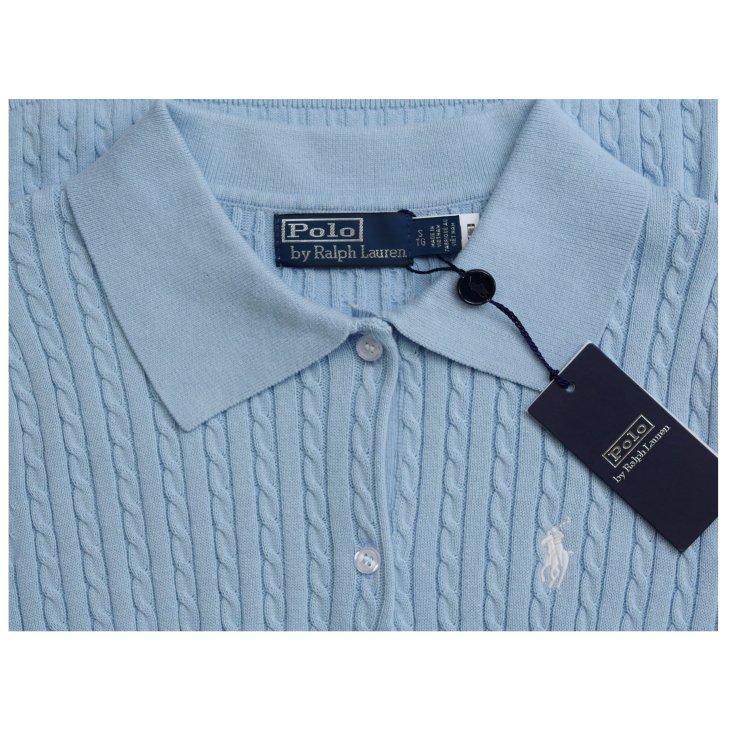 POLO RALPH LAUREN WOMEN COTTON CABLE KNIT POLO SHIRT