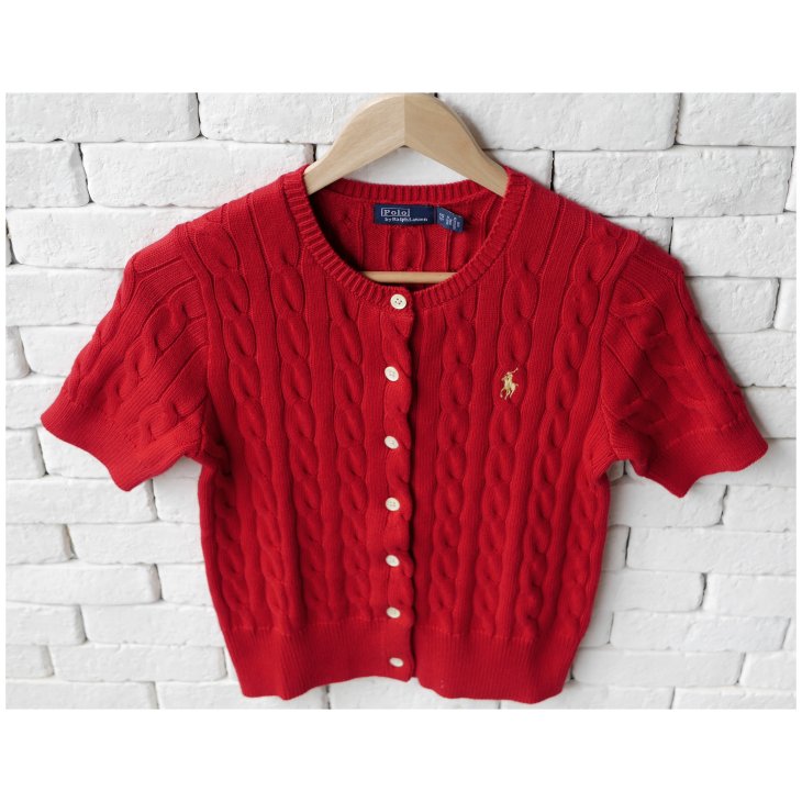 POLO RALPH LAUREN CABLE KNIT SHORT SLEEVE CARDIGAN