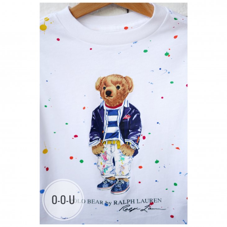 POLO RALPH LAUREN POLO BEAR KIDS PAINT SPLATTER LONG-SLEEVE T-SHIRT