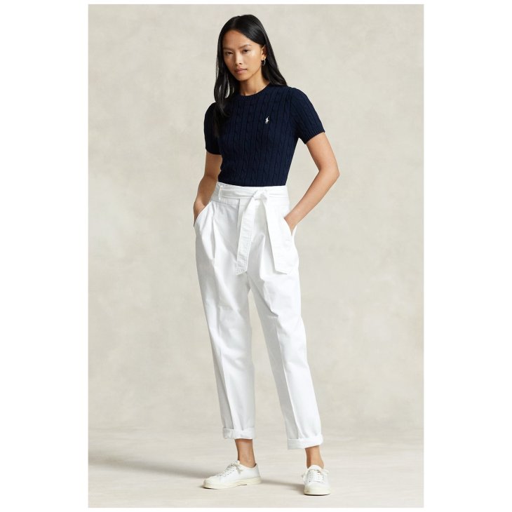 POLO RALPH LAUREN WOMEN COTTON CABLE SHORT SLEEVE JUMPER