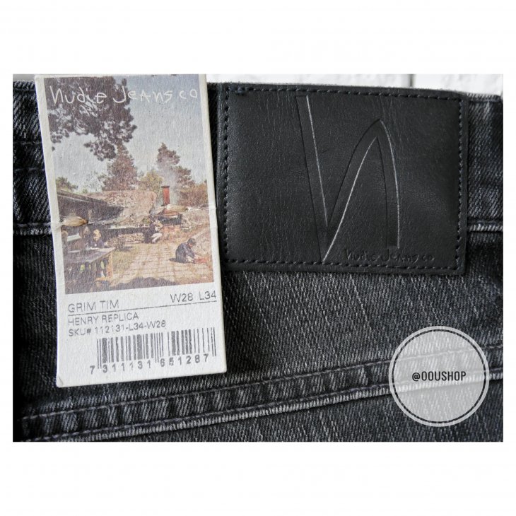NUDIE JEANS GRIM TIM HENRY REPLICA BLACK SLIM FIT JEANS