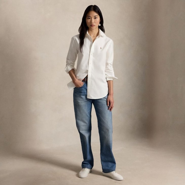 POLO RALPH LAUREN WOMEN SLIM FIT COTTON OXFORD SHIRT