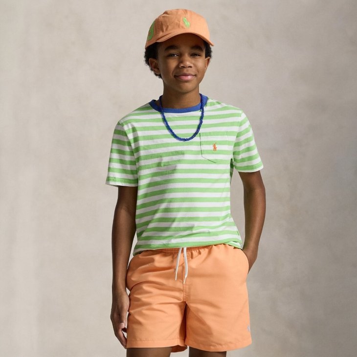 POLO RALPH LAUREN BOYS STRIPED COTTON JERSEY POCKET TEE