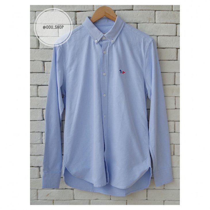 MAISON KITSUNE OXFORD TRICOLOR FOX PATCH CLASSIC SHIRT
