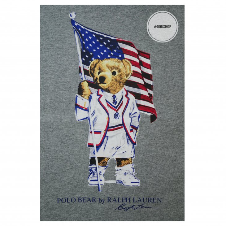 POLO RALPH LAUREN FLAG BEAR COTTON T-SHIRT