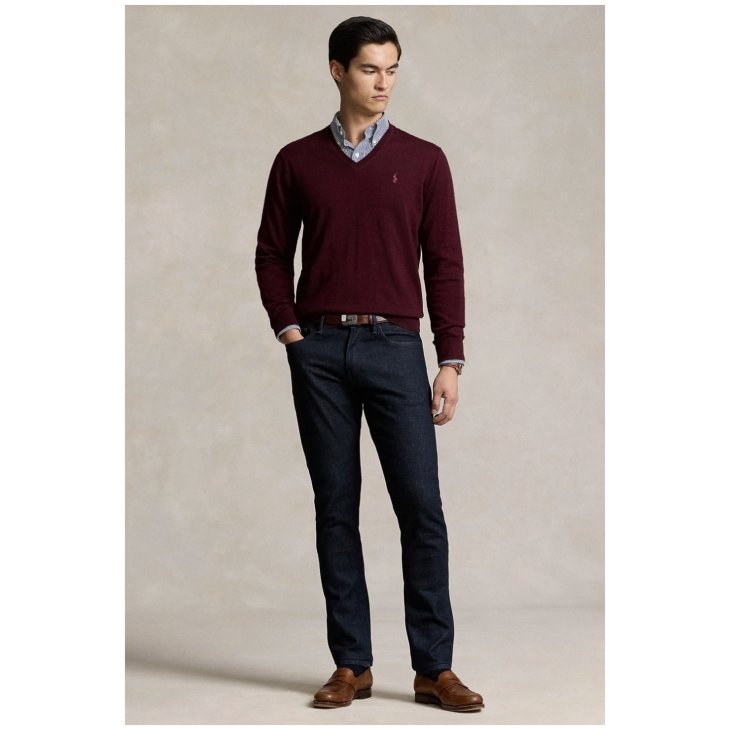 POLO RALPH LAUREN WASHABLE WOOL V-NECK SWEATER