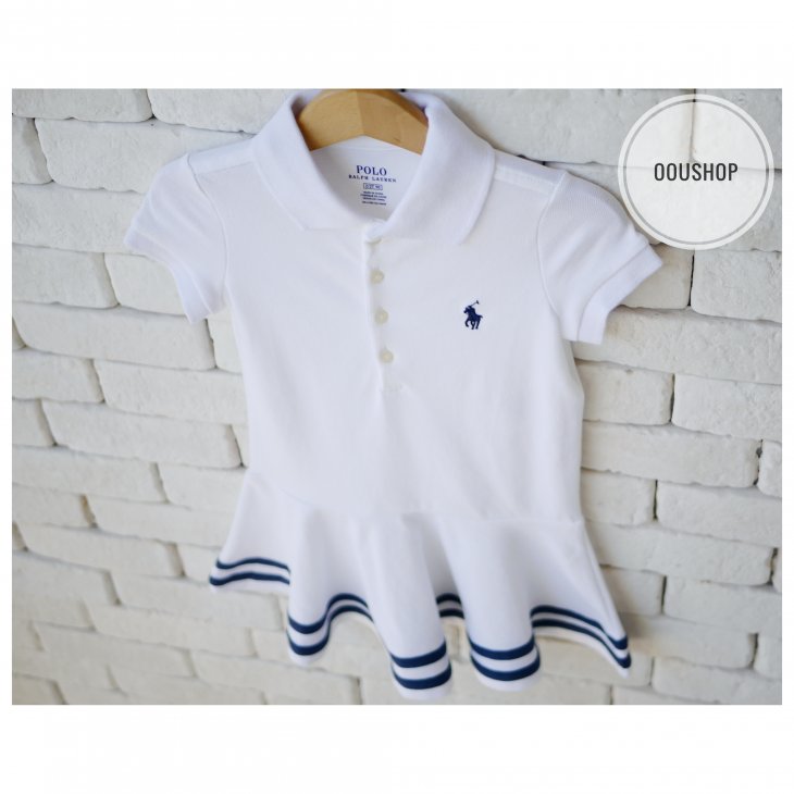 POLO RALPH LAUREN KIDS STRIPED STRETCH MESH POLO DRESS