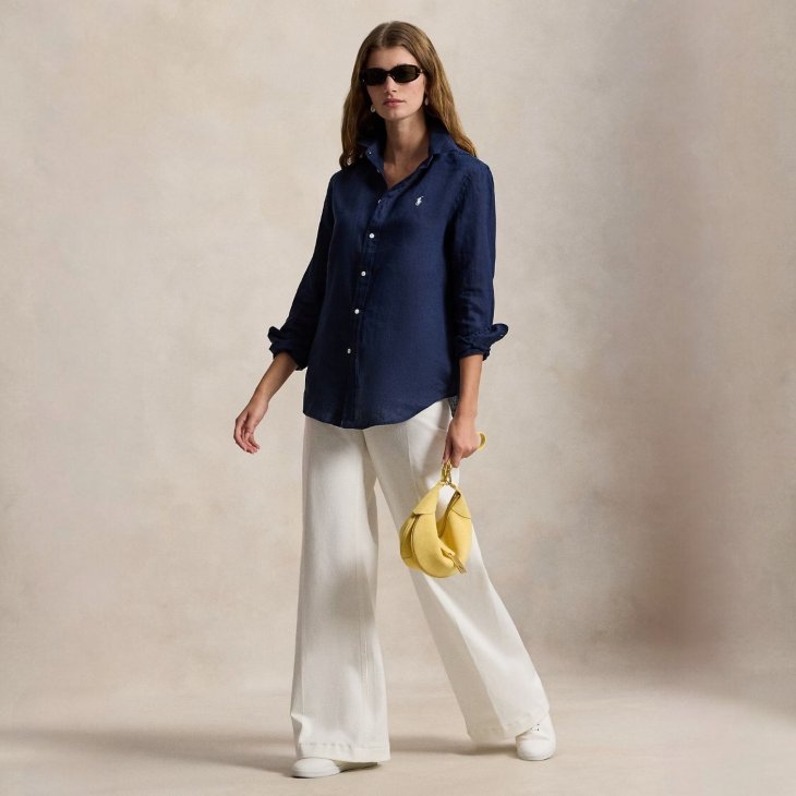 POLO RALPH LAUREN WOMEN CLASSIC FIT LINEN SHIRT