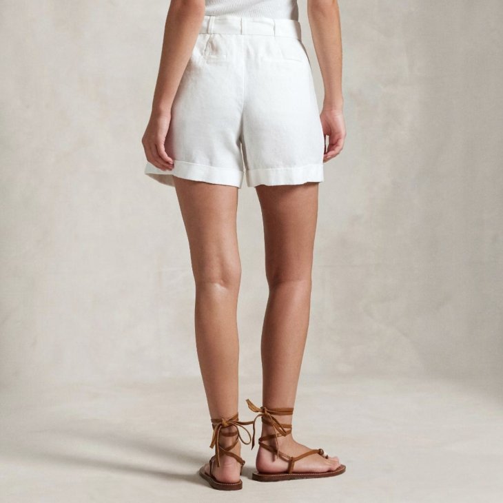 POLO RALPH LAUREN WOMEN BELTED LINEN SHORT