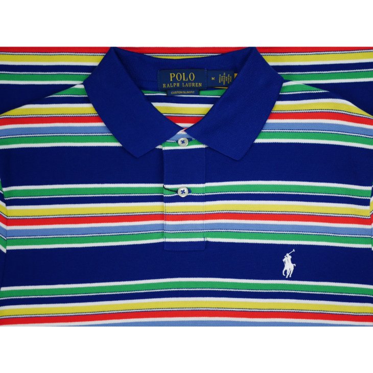 POLO RALPH LAUREN CUSTOM SLIM FIT STRIPED MESH POLO SHIRT
