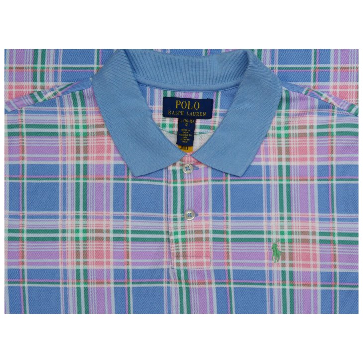 POLO RALPH LAUREN BOYS PLAID PRINT COTTON MESH POLO SHIRT