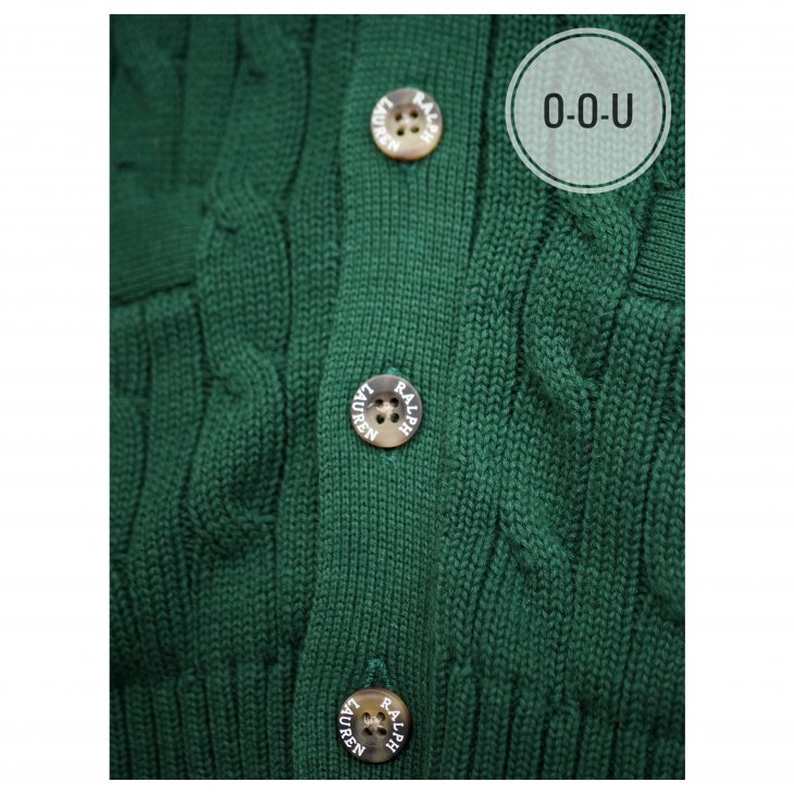 POLO RALPH LAUREN KIDS CABLE-KNIT COTTON V-NECK CARDIGAN