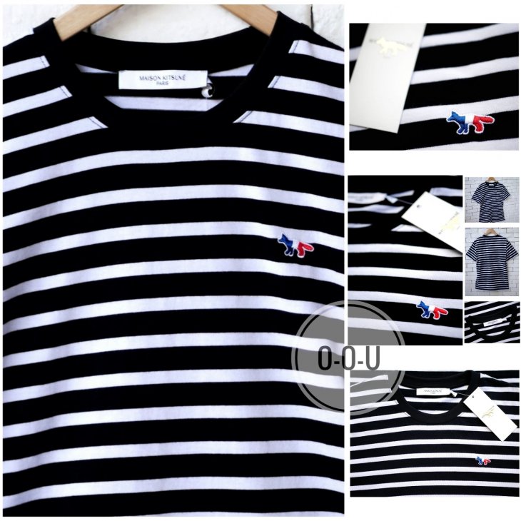 MAISON KITSUNE TRICOLOR FOX  PATCH MARIN TEE-SHIRT