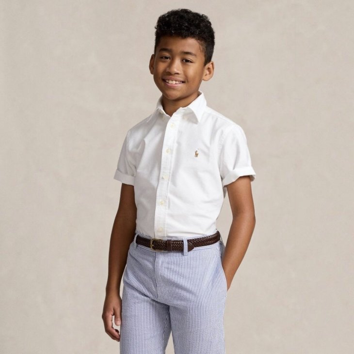 POLO RALPH LAUREN BOYS COTTON OXFORD SHORT SLEEVE SHIRT