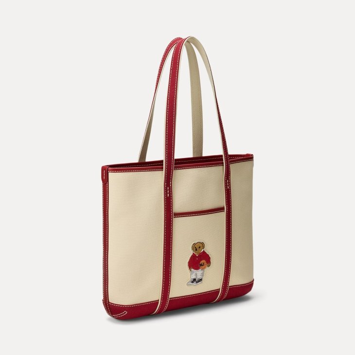 POLO RALPH LAUREN POLO BEAR CANVAS SMALL SHOPPER TOTE BAG