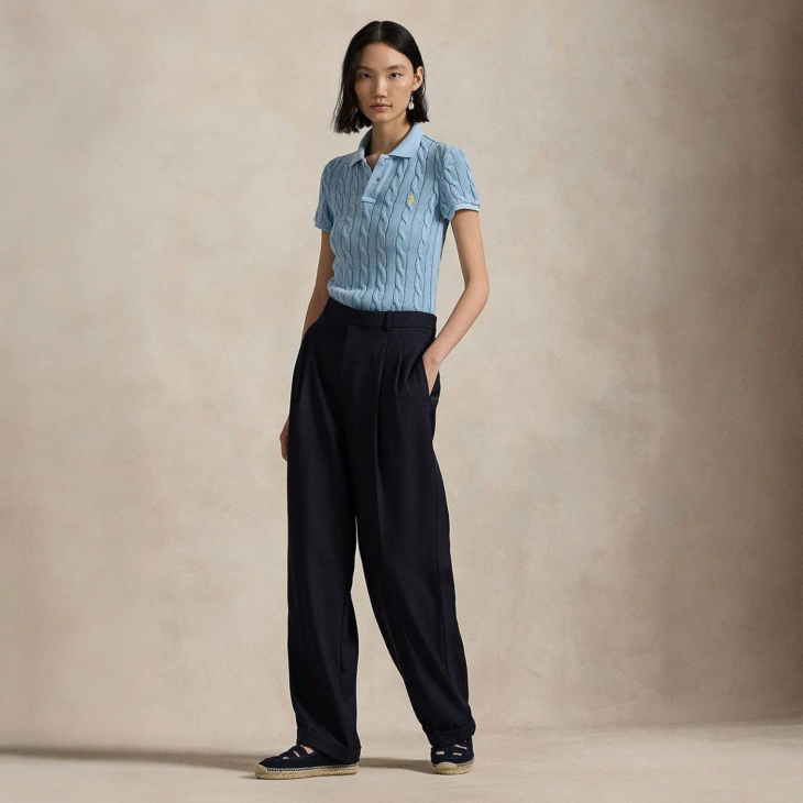 POLO RALPH LAUREN WOMEN CABLE-KNIT POLO SHIRT