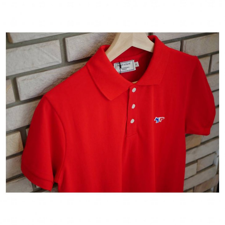 MAISON KITSUNE POLO TRICOLOR FOX PATCH