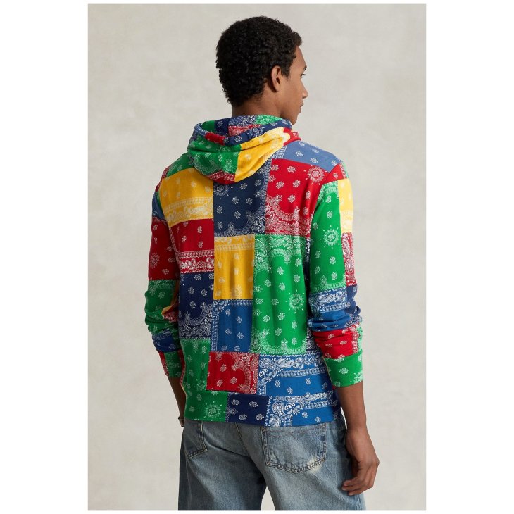 POLO RALPH LAUREN PATCHWORK PRINT SPA TERRY HOODIE