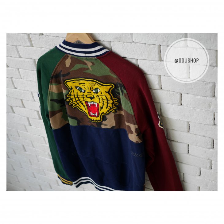 POLO RALPH LAUREN TIGERS MILITARY CAMO PATCHWORK LETTERMAN BASEBALL JACKET
