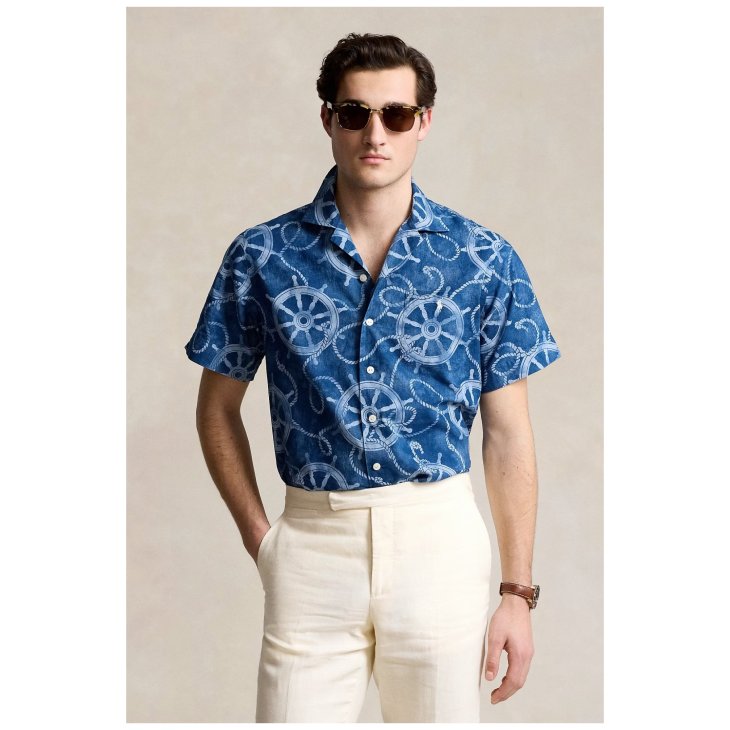 POLO RALPH LAUREN CLASSIC FIT COTTON LINEN CAMP SHIRT