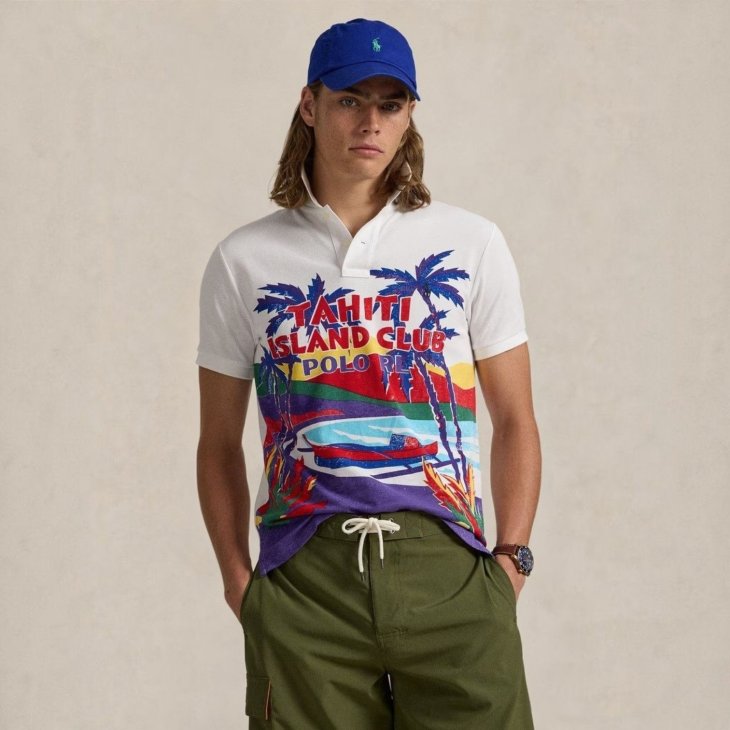 POLO RALPH LAUREN CLASSIC FIT MESH GRAPHIC POLO SHIRT