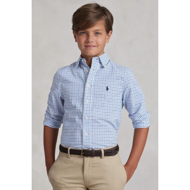 POLO RALPH LAUREN BOYS TATTERSALL COTTON POPLIN SHIRT