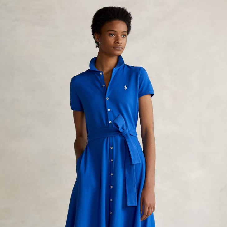 POLO RALPH LAUREN WOMEN PIQUE A-LINE POLO DRESS