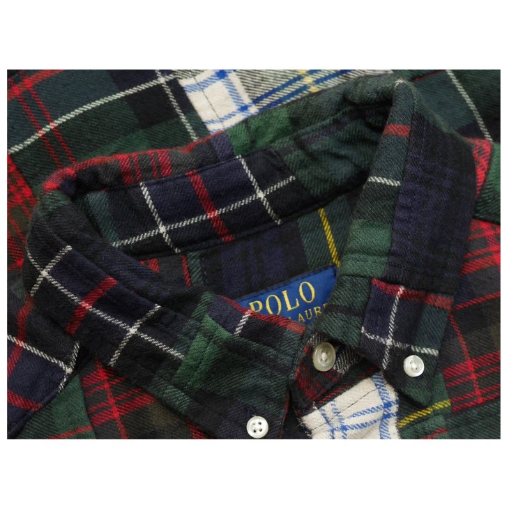 POLO RALPH LAUREN BOYS PATCHWORK PLAID BRUSHED FLANNEL SHIRT