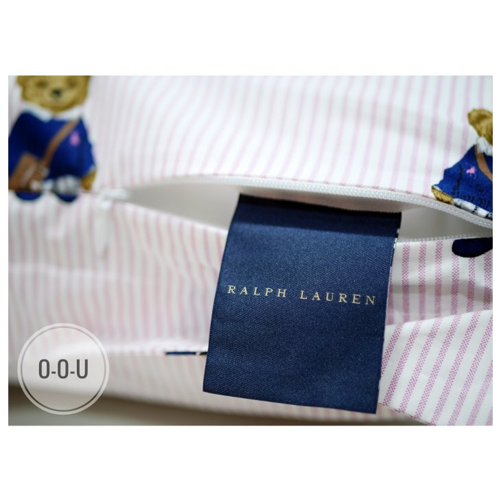 POLO RALPH LAUREN TEDDY BEAR PILLOWCASE COVER PINK STRIPE