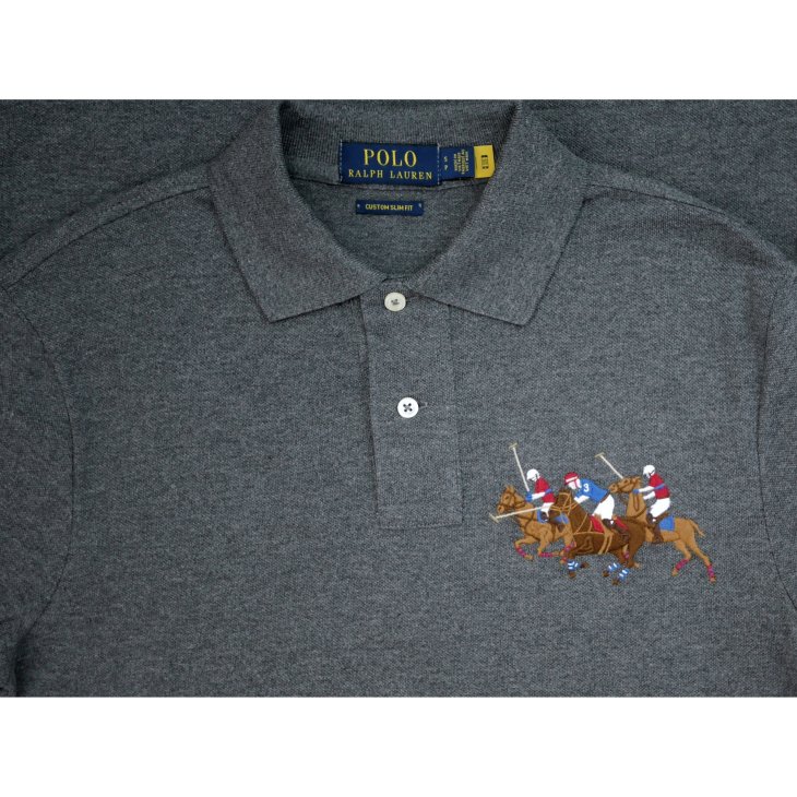 POLO RALPH LAUREN CUSTOM SLIM FIT TRIPLE PONY POLO SHIRT