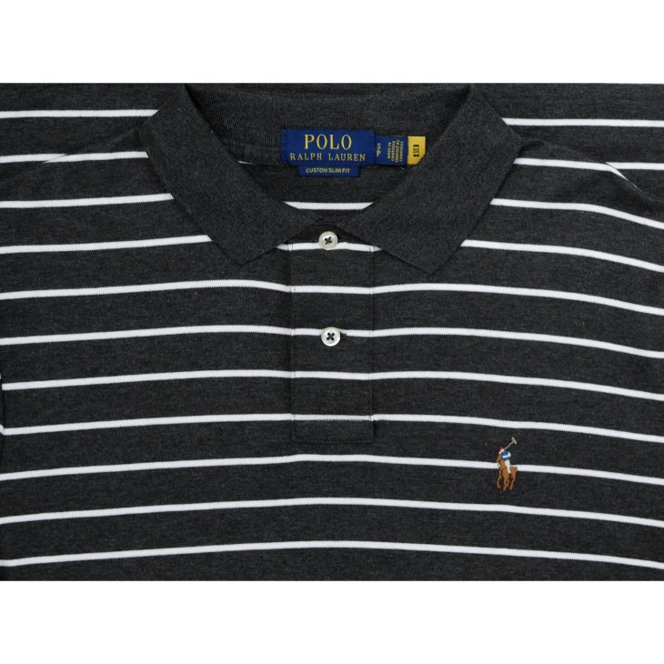 POLORALPH LAUREN CUSTOM SLIM FIT STRIPED SOFT COTTON POLO SHIRT