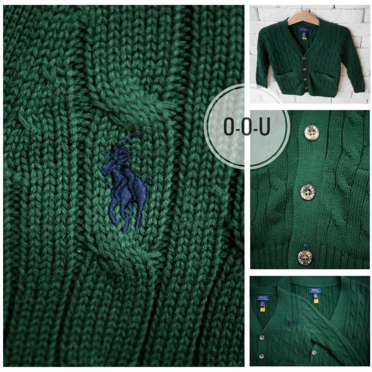 POLO RALPH LAUREN KIDS CABLE-KNIT COTTON V-NECK CARDIGAN