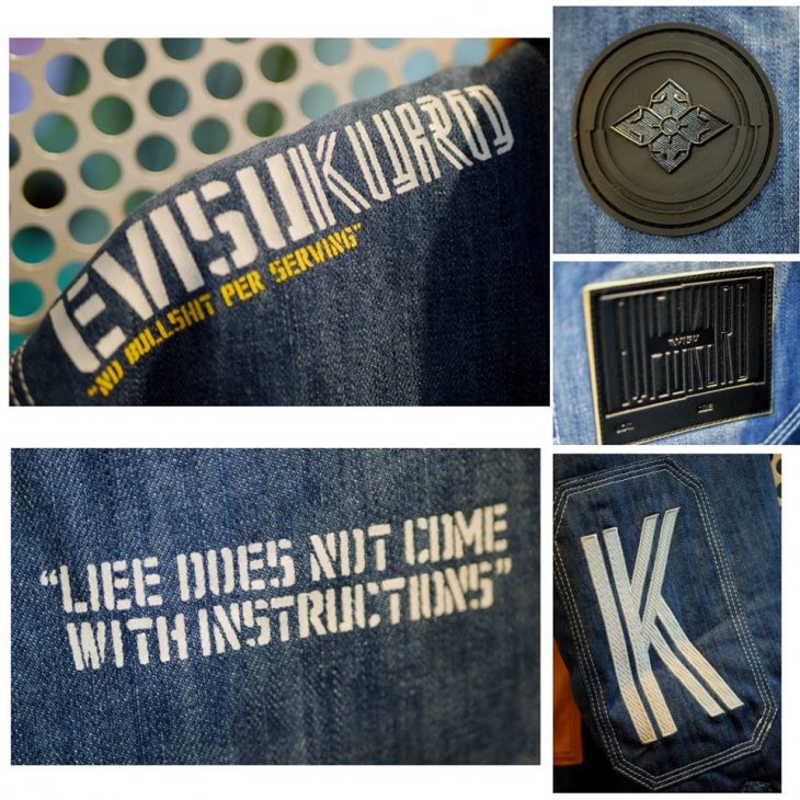 EVISUKURO TAPED HOODED DENIM JACKET