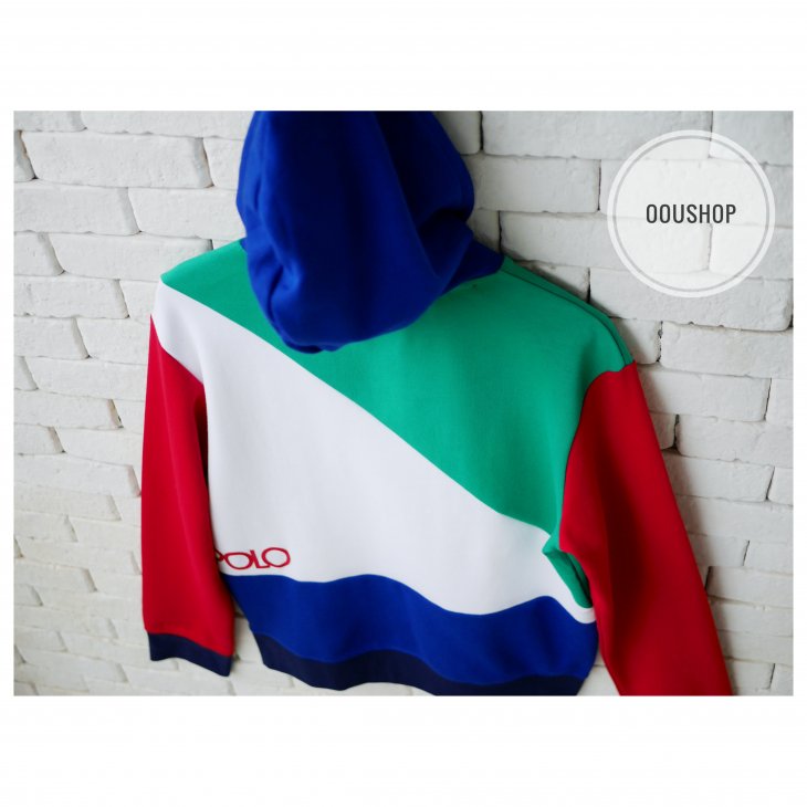 POLO RALPH LAUREN COLOR-BLOCKED DOUBLE-KNIT HOODIE